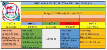 THỰC ĐƠN BÁN TRÚ TUẦN THỨ 2 THẮNG 1 NĂM 2026
