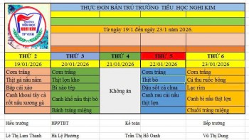 THỰC ĐƠN BÁN TRÚ TUẦN THỨ 3 THÁNG 1 NĂM 2026