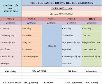 THỰC ĐƠN BÁN TRÚ TUẦN 3 - 2026